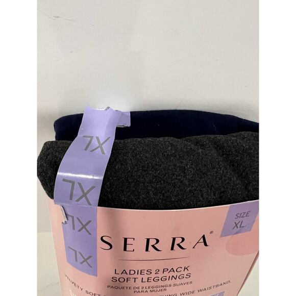 NWT XL (16-18) Women 2 PK Leggings Serra Brown Blue Soft Wide Waist Stretch - Picture 4 of 5